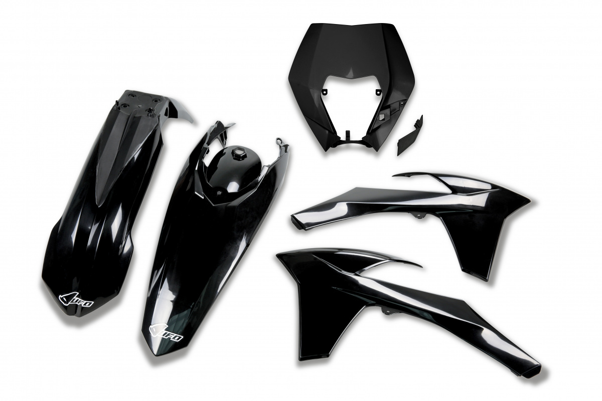 Plastic Kit black for Ktm EXC 125/XC W125 - EXC 200 - EXC 250/XC W250 - EXC-F 250/XCF W250 - EXC 300/XC W300 - EXC-F 350/XCF....