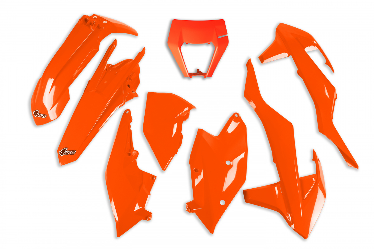 Plastic Kit neon orange for Ktm EXC 125/XC W125 - EXC 150/XC W150 / XC W150TPI - EXC 250/XC W250 - EXC-F 250/XCF W250 - EXC ....