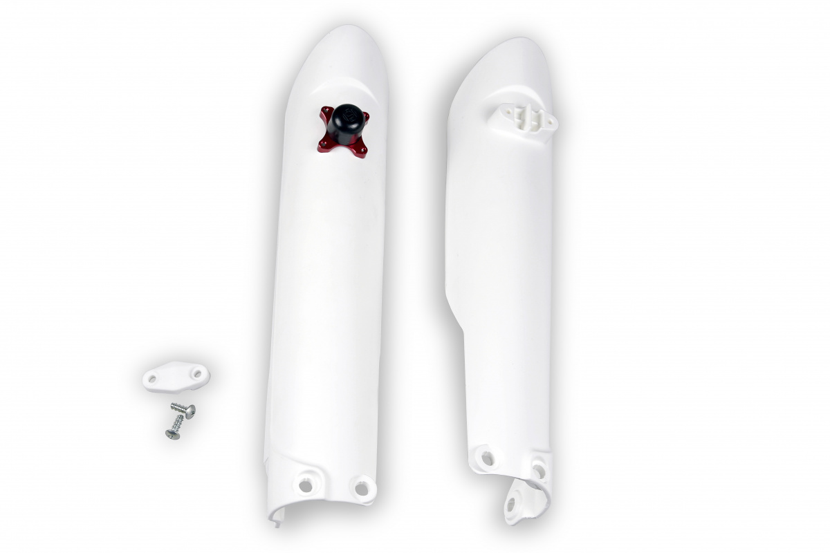 Fork Slider Protector + Quick Starter white 20-25 for Ktm SX 250/XC 250 - SX 125/XC 125 - SX 150 - SX-F 350/XCF 350 - SX-F 4....
