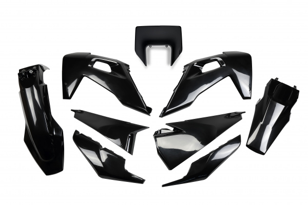 Complete body kit / With headlight - black - Husqvarna - REPLICA PLASTICS - HUKIT623-001 - UFO Plast