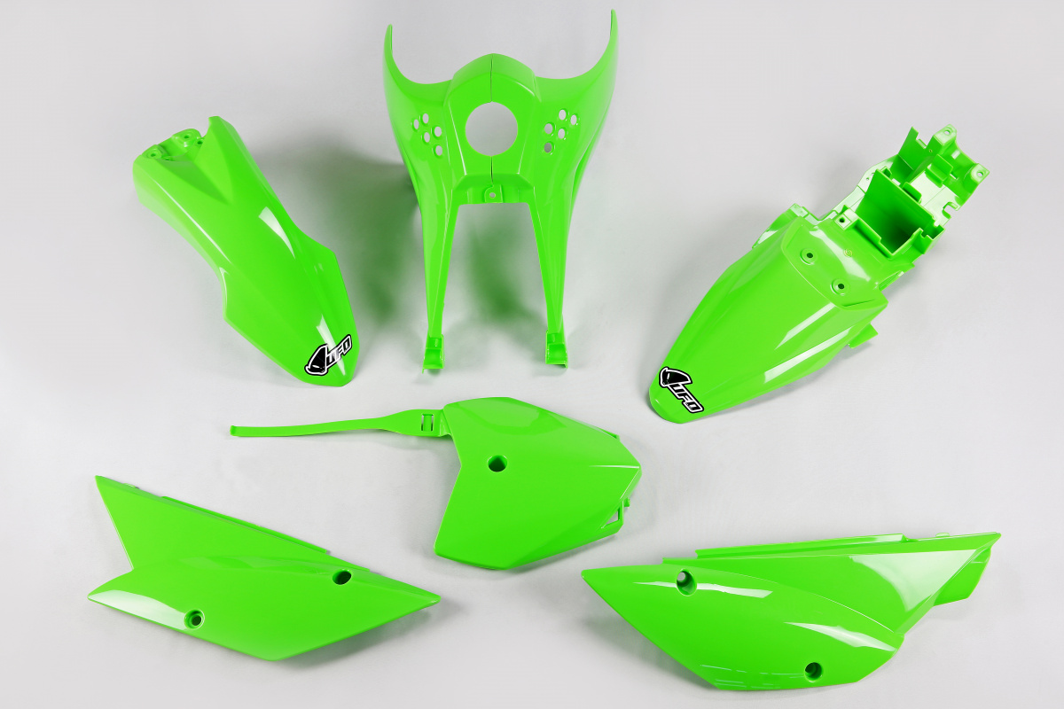 Plastic Kit green for Kawasaki KLX 110 (2010-25) - REPLICA PLASTICS - KA37003-026 - Ufo Plast