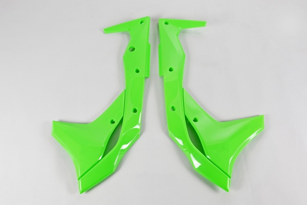 Radiator covers - neon green - Kawasaki - REPLICA PLASTICS - KA04747-AFLU - UFO Plast
