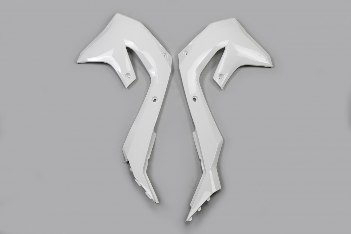 Radiator Covers white for Kawasaki KXF 250 (2021-24) - KXF 450 (2019-23) - REPLICA PLASTICS - KA04751-047 - Ufo Plast