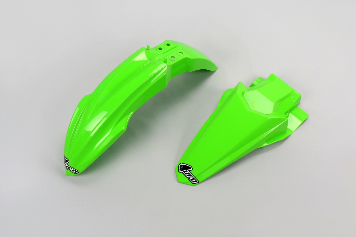 Fenders Kit neon green for Kawasaki KX 85 (2014-25) - KX 112 (2022-25) - REPLICA PLASTICS - KAFK222-AFLU - Ufo Plast