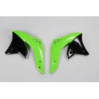Radiator covers / Green-black - green - Kawasaki - REPLICA PLASTICS - KA03783-026 - UFO Plast