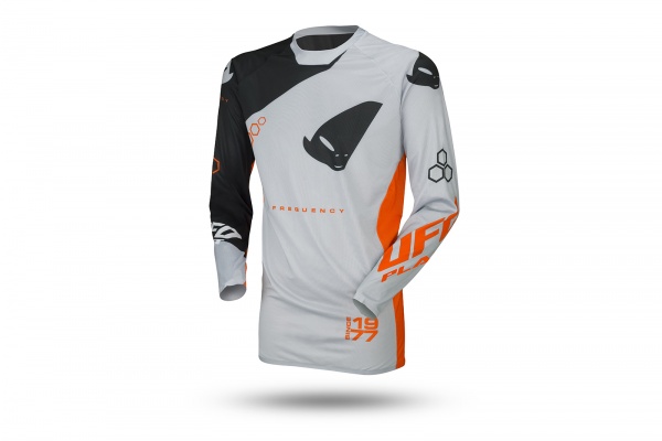 Motocross slim Frequency jersey black, gray and neon orange - Jersey - MG04468-E - UFO Plast