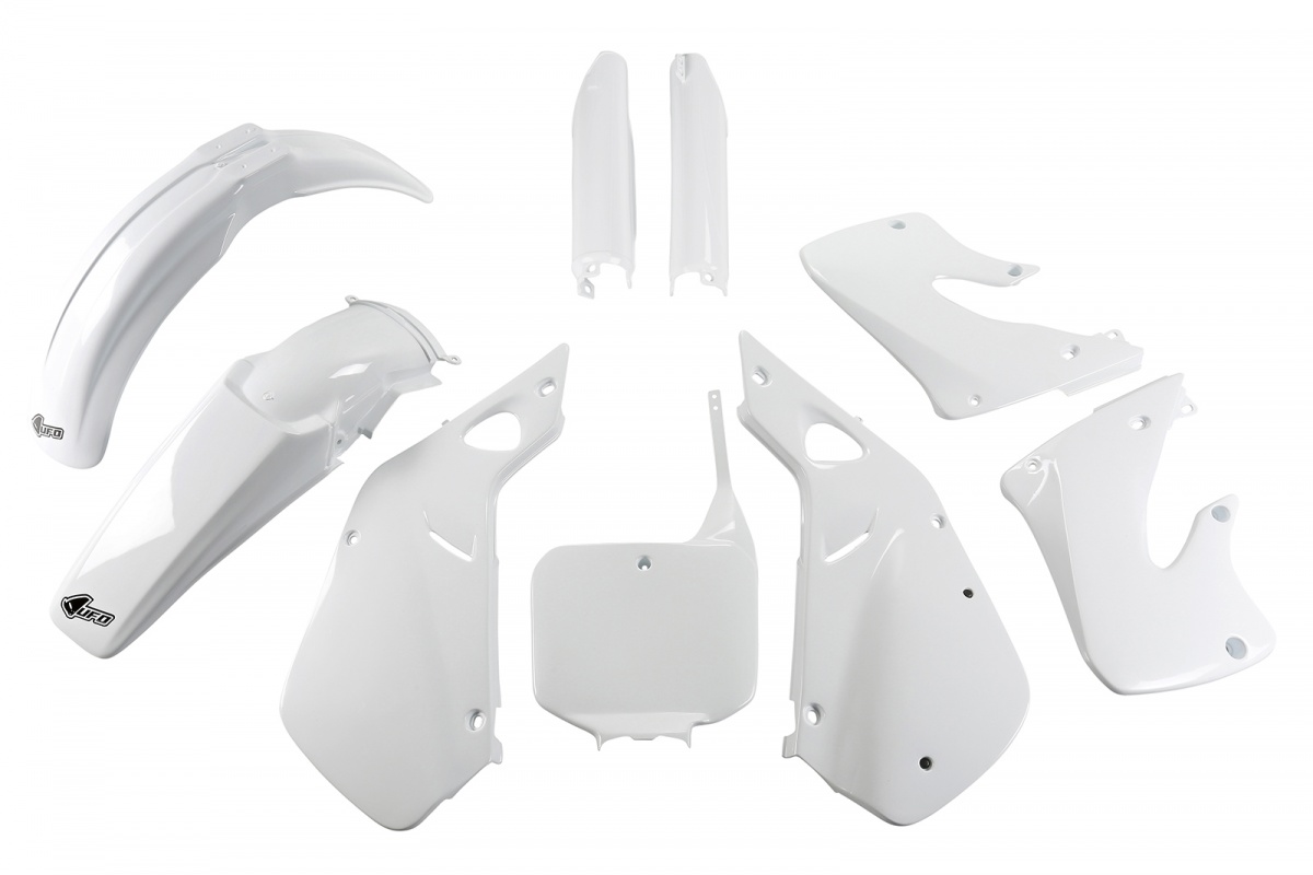Full Plastic Kit white for Honda CR 125 (1998-99) - CR 250 (1997-99) - REPLICA PLASTICS - HOKIT094F-041 - Ufo Plast
