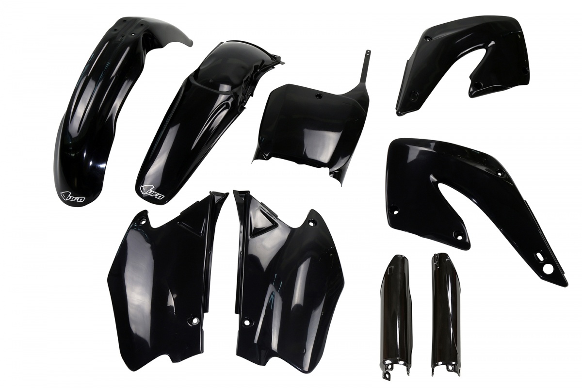 Full Plastic Kit black for Honda CR 125 (2000-01) - CR 250 (2000-01) - REPLICA PLASTICS - HOKIT100F-001 - Ufo Plast