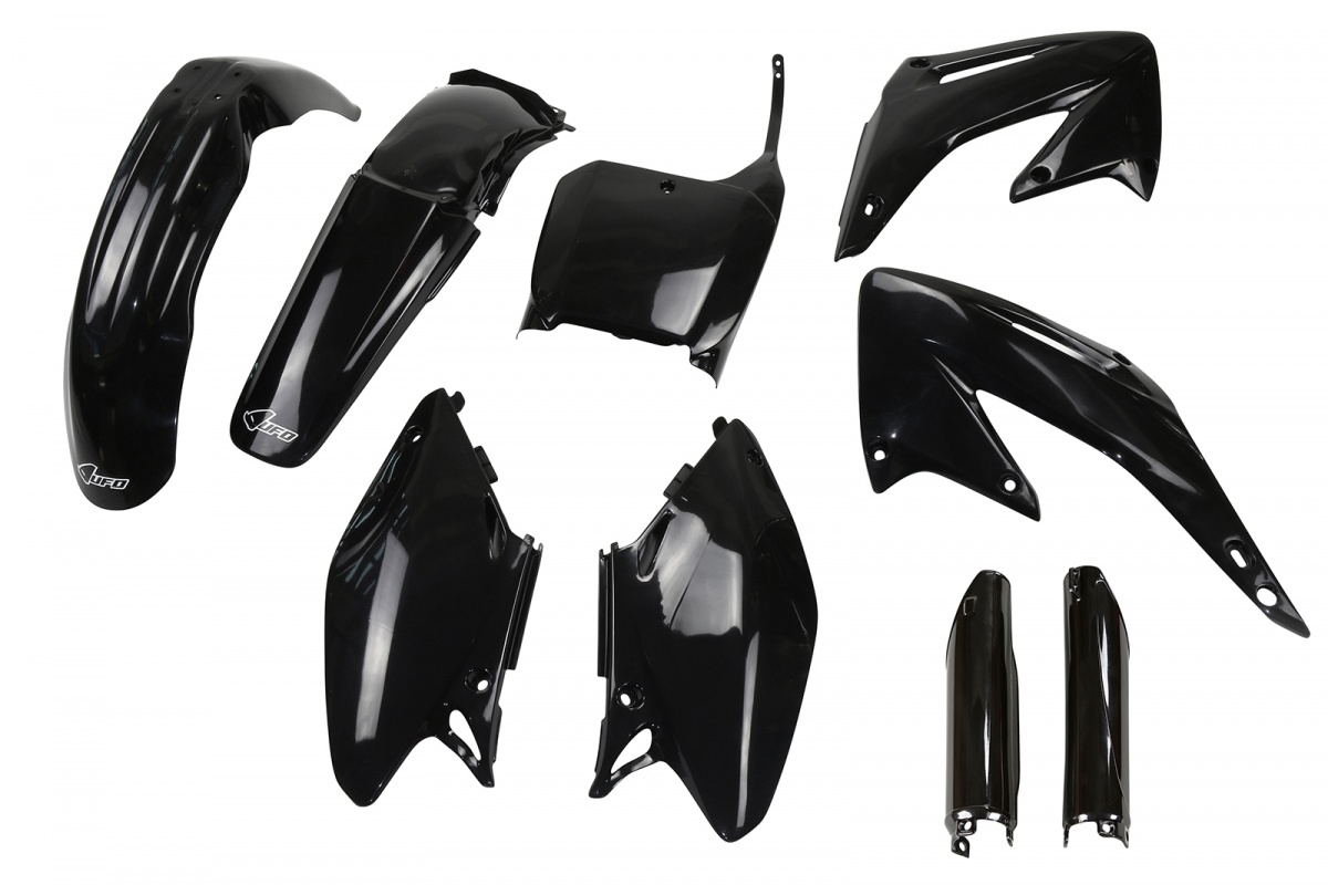 Full Plastic Kit black for Honda CR 125 (2002-03) - CR 250 (2002-03) - REPLICA PLASTICS - HOKIT101F-001 - Ufo Plast