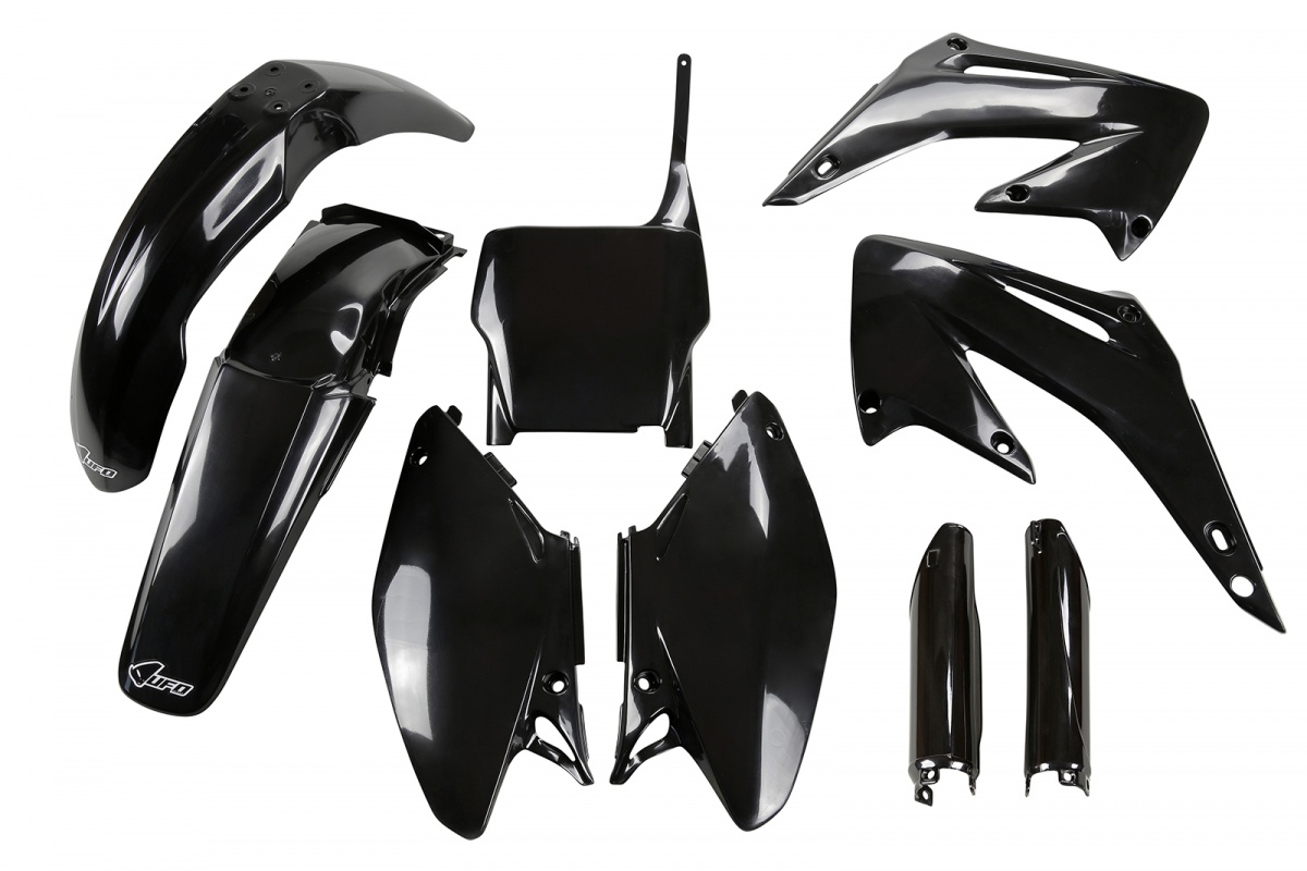 Full Plastic Kit black for Honda CR 125 (2005-07) - CR 250 (2005-07) - REPLICA PLASTICS - HOKIT103F-001 - Ufo Plast