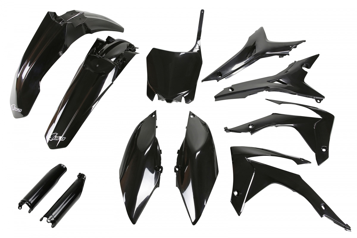 Full Plastic Kit black for Honda CRF 250R (2014-17) - CRF 450R (2013-16) - REPLICA PLASTICS - HOKIT122F-001 - Ufo Plast