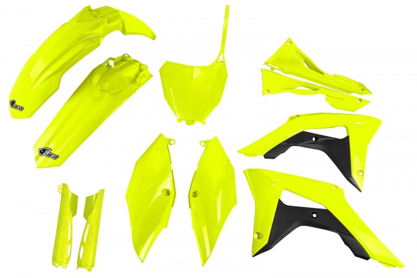 Full plastic kit with airbox cover Honda - neon yellow - REPLICA PLASTICS - HOKIT123F-DFLU - UFO Plast