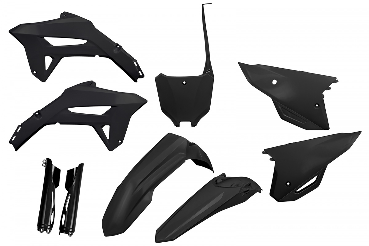 Full Plastic Kit black for Honda CRF 250R (2022-24) - CRF 450R (2021-24) - REPLICA PLASTICS - HOKIT125F-001 - Ufo Plast