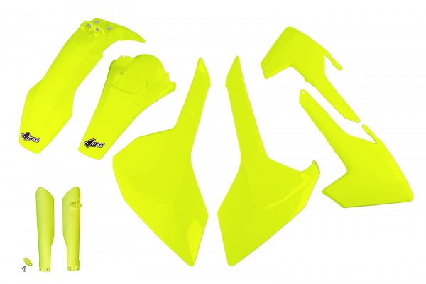 Plastic full kit Husqvarna- neon yellow - REPLICA PLASTICS - HUKIT618F-DFLU - UFO Plast