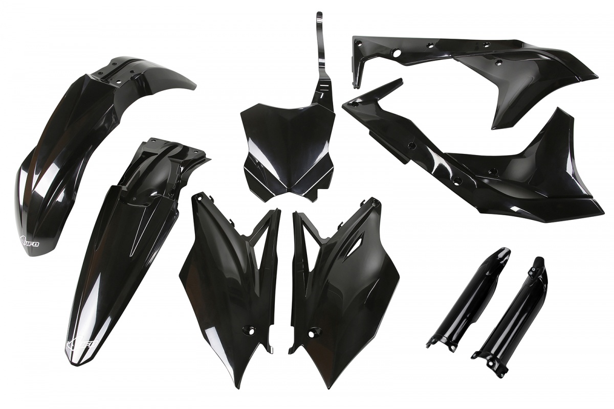 Full Plastic Kit black for Kawasaki KXF 250 (2017) - REPLICA PLASTICS - KAKIT224F-001 - Ufo Plast