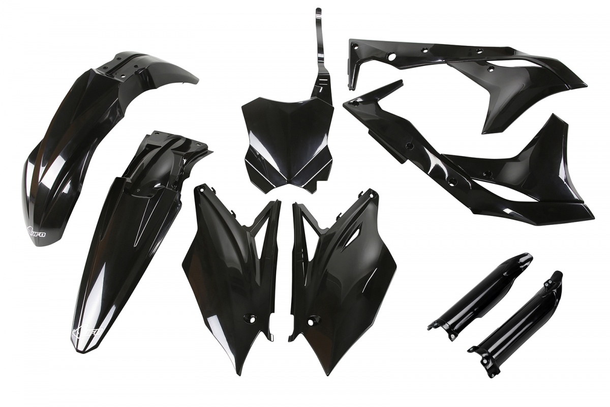 Full Plastic Kit black for Kawasaki KXF 250 (2018-20) - REPLICA PLASTICS - KAKIT225F-001 - Ufo Plast