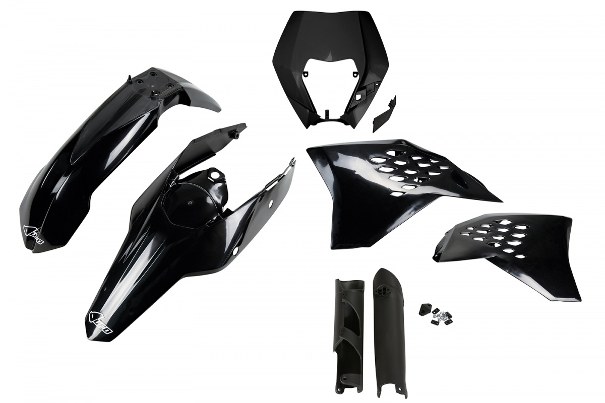 Full Plastic Kit black for Ktm EXC 125/XC W125 - EXC 200 - EXC 250/XC W250 - EXC-F 250/XCF W250 - EXC 300/XC W300 - EXC-F 35....