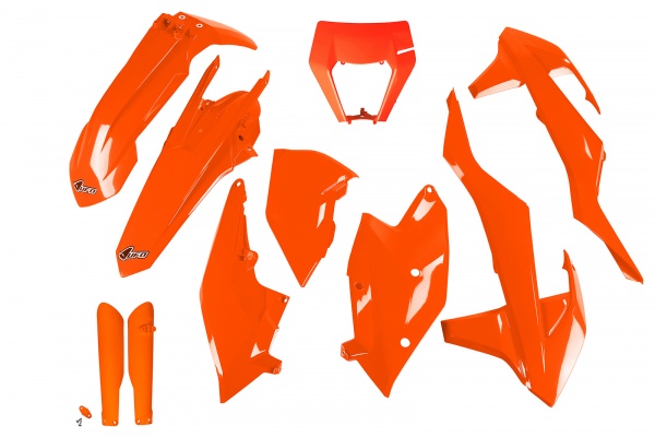 Full plastic kit / with headlight Ktm - neon orange - REPLICA PLASTICS - KTKIT523F-FFLU - UFO Plast