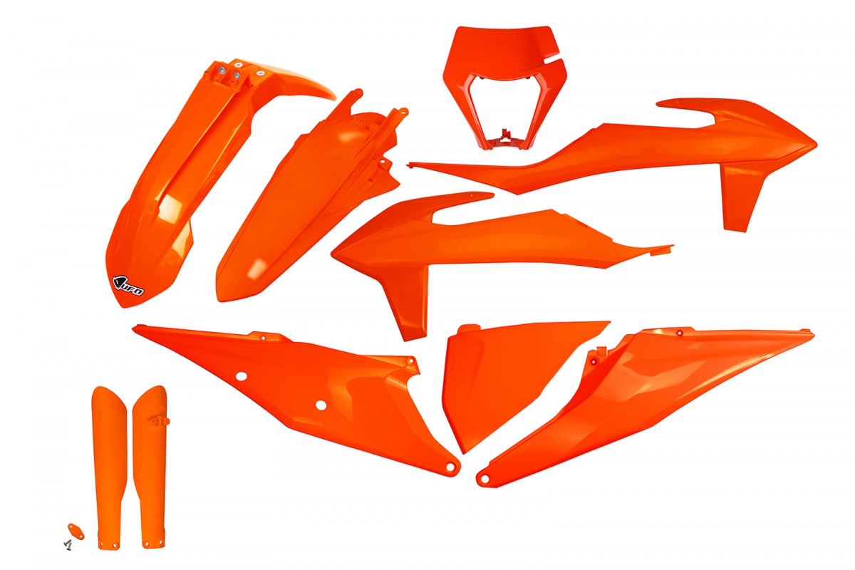 Full Plastic Kit neon orange for Ktm EXC 125/XC W125 - EXC 150/XC W150 / XC W150TPI - EXC 250/XC W250 - EXC-F 250/XCF W250 -....