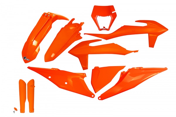 Full plastic kit / with headlight Ktm - neon orange - REPLICA PLASTICS - KTKIT527F-FFLU - UFO Plast