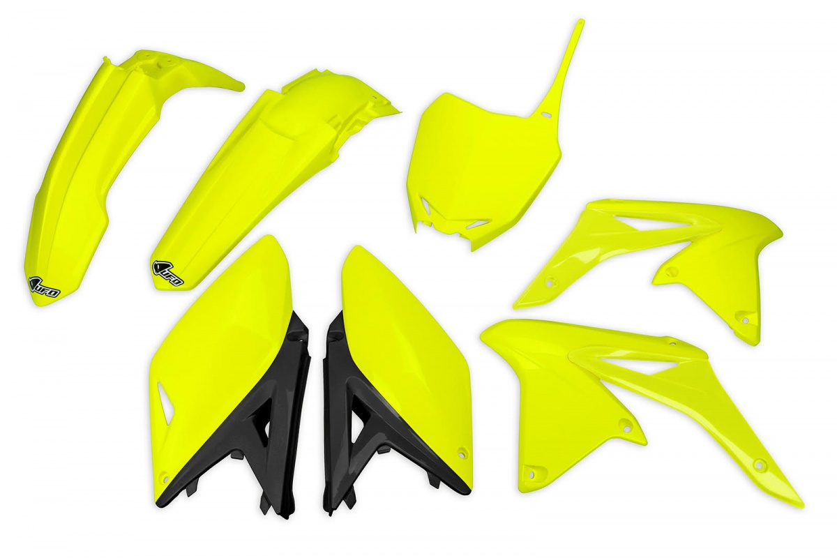 Plastic Kit neon yellow for Suzuki RMZ 250 (2010-18) - REPLICA PLASTICS - SUKIT416-DFLU - Ufo Plast