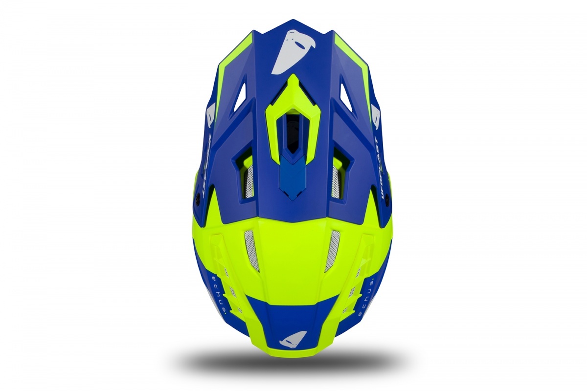 Motocross helmet Echus DOT blue and neon yellow matt - HIGHLIGHT 2023 - HE13004-CD - UFO Plast