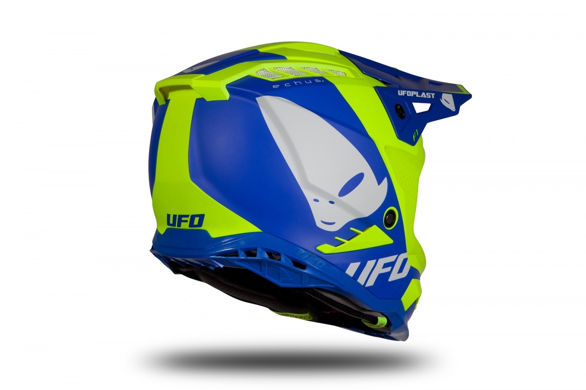 Motocross helmet Echus DOT blue and neon yellow matt - HIGHLIGHT 2023 - HE13004-CD - UFO Plast